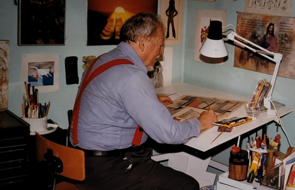 Artist John Just Ellis in his studio