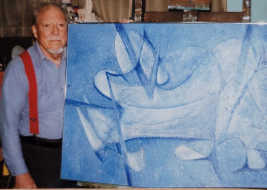 Artist John Just Ellis, With one of his Large Seeds Of Design