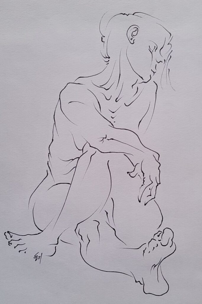 Jem, Nude. Pen and Ink